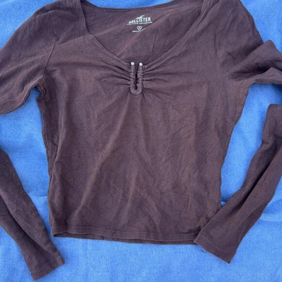Hollister Co. Tops - Hollister brown fitted long sleeve top scoop neck size M Y2K fashion 2000s